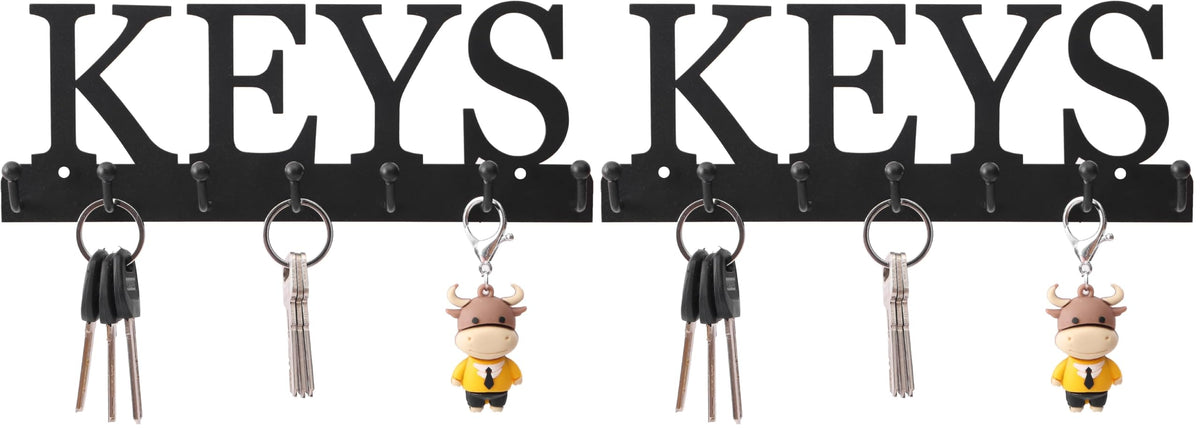 Lixgifts Key Holder Wall Mounted Key Hooks for Wall Decorative with 7 Hooks Black Metal Key Organizer Rack Hanger for Entryway, Front Door, Hallway, Office 10X3.7 inches
