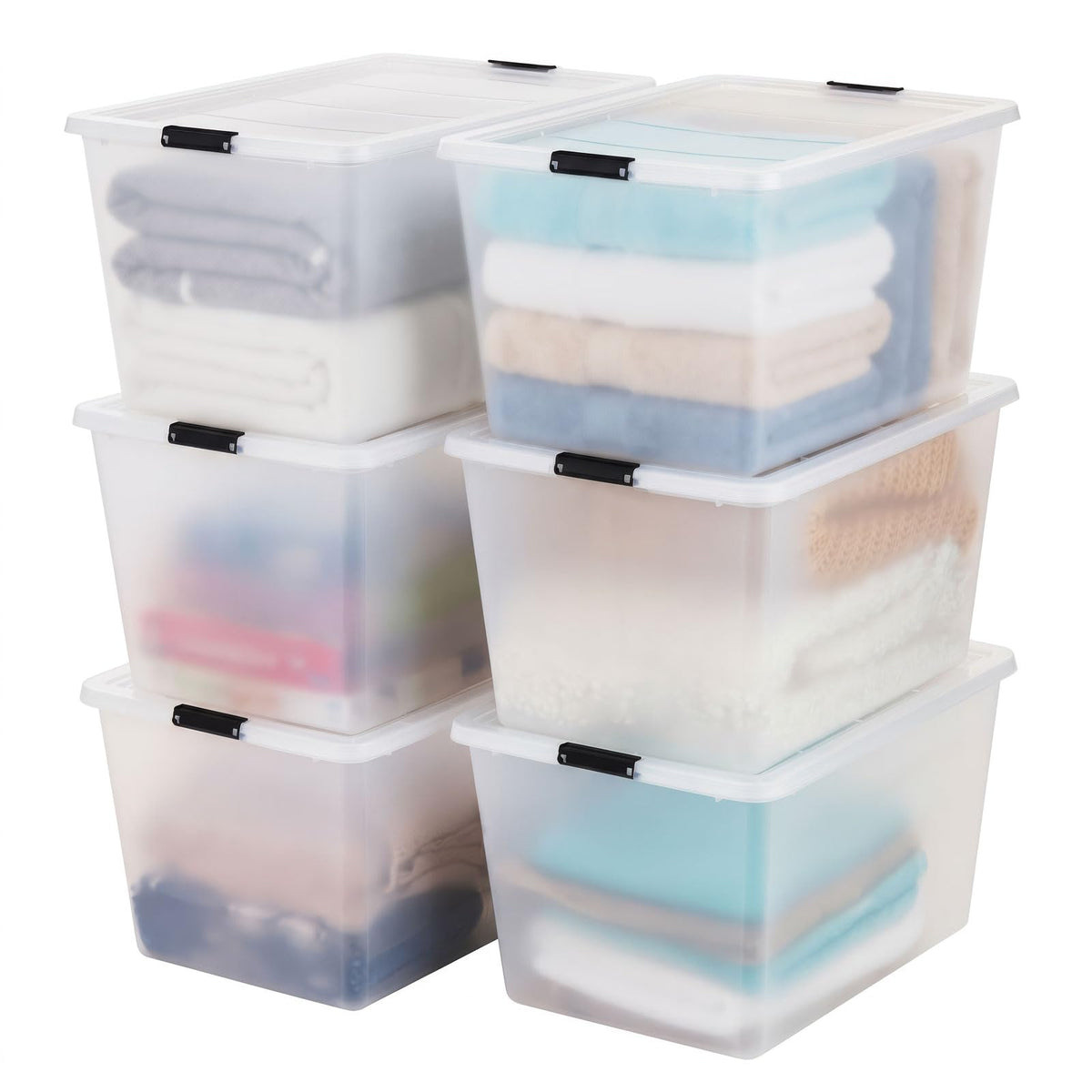 IRIS USA 4-Pack 13 Quart Storage Bins with Lids, Pearl