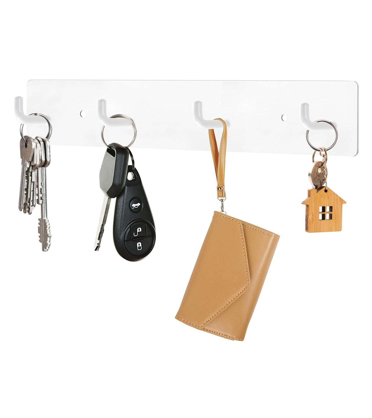 RELBRO Key Rack Wall Mount, Key Holder with 4 Hooks, Large, Black