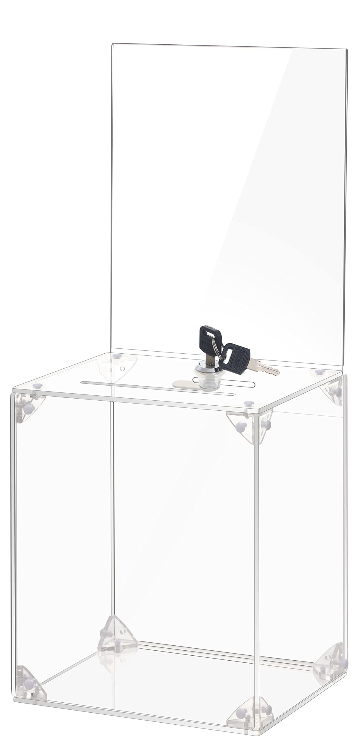 KYODOLED Clear Donation Box With Lock, Acrylic Raffle Box & Tip Jar, 2 Pack