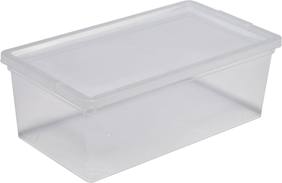 Simplify Storage Bins with Lids | Dimensions: 13.23"x 7.5"x 4.5" |6 Pack| Stackable | Nestable Bins | Great for Clothing | Books | Household Items | Shoes | Home Organization | Clear.