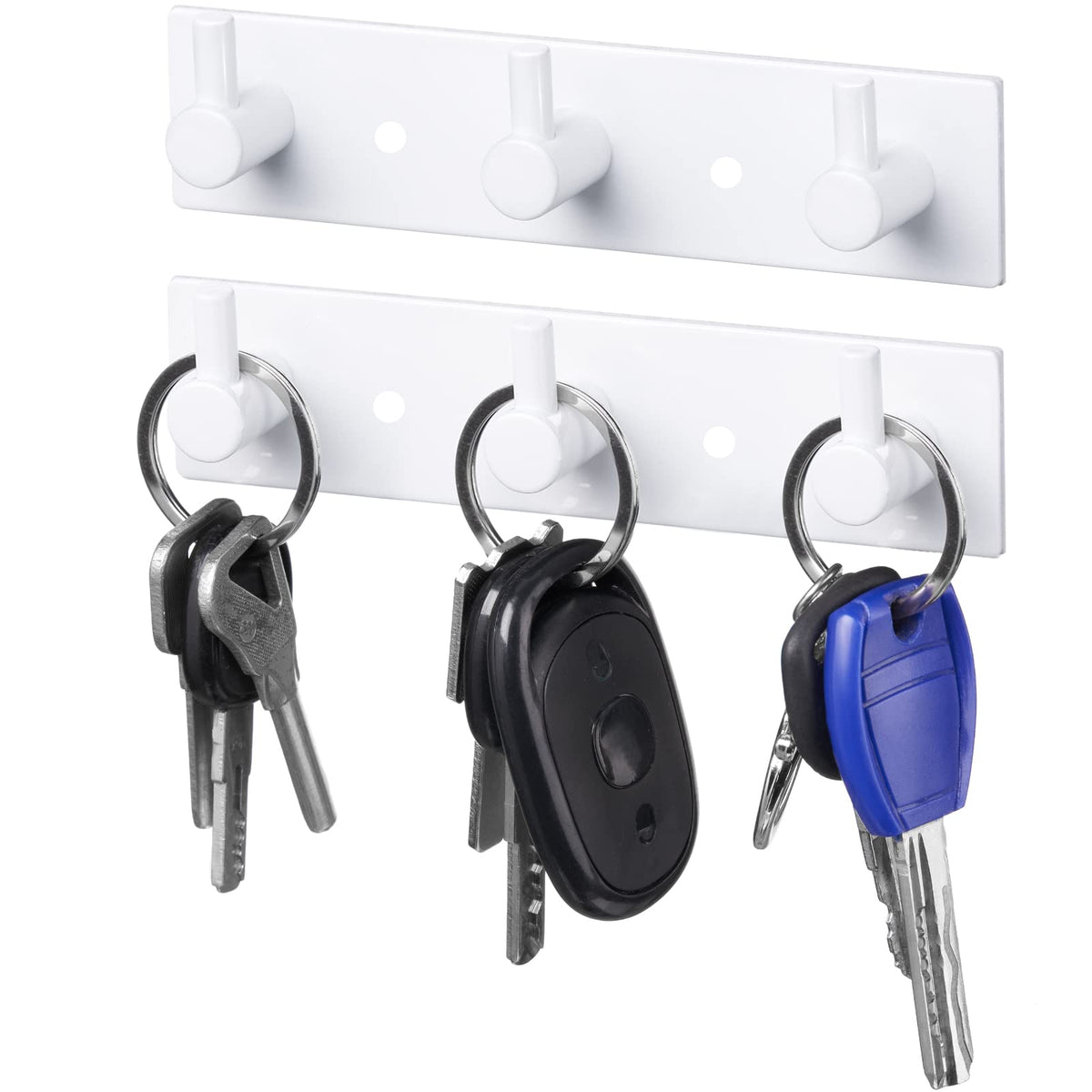 Stainless Steel Wall Key Holder Set of 2 - 3 Key Hooks Modern Hanger for Home, Kitchen, Entryway, Hallway, Office, Cabinet, Bathroom (Black)