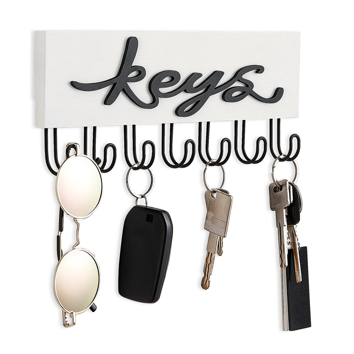 Mkono Key Holder Wall Mounted with 7 Hooks, Wood Key Hanger Home Decor