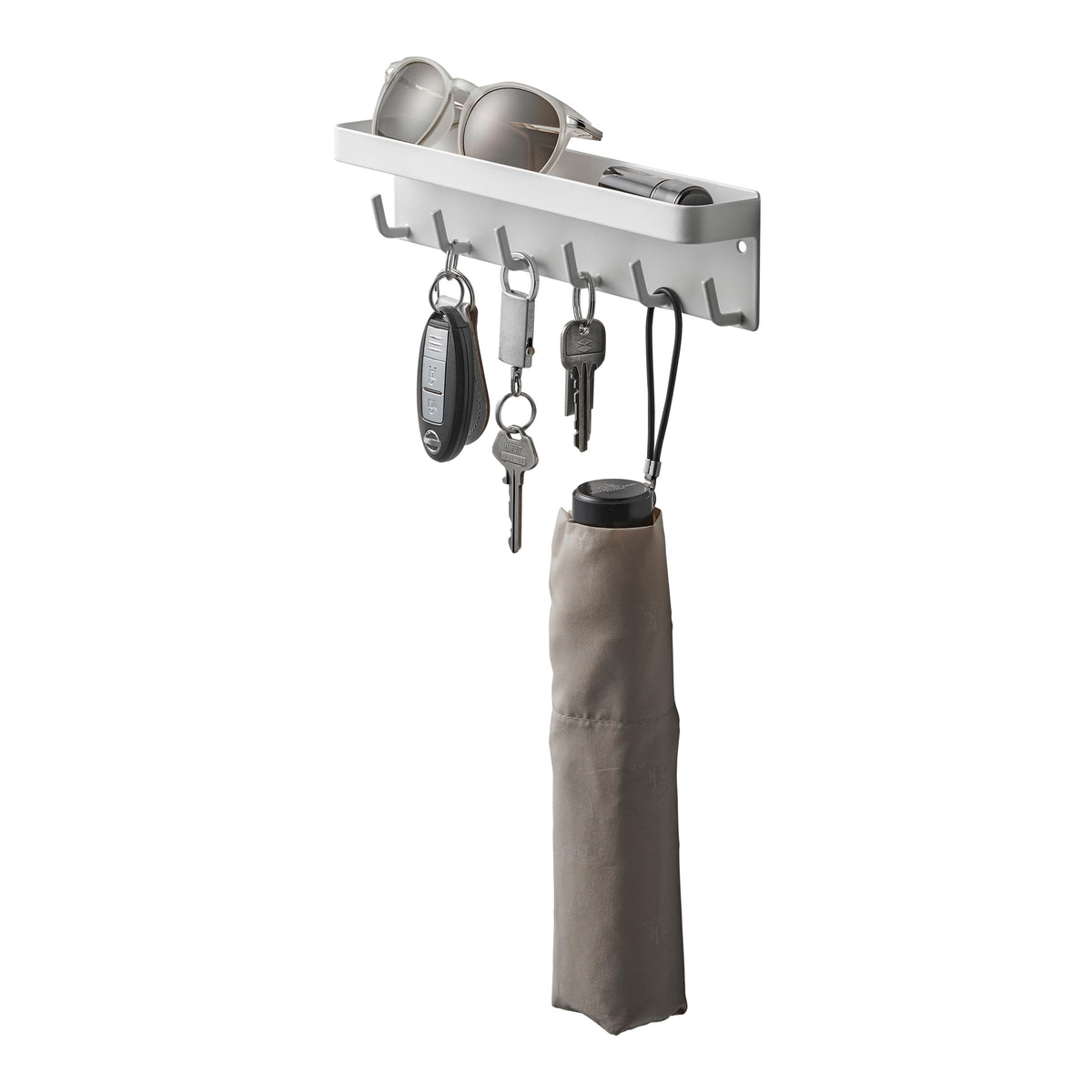 YAMAZAKI Home Magnetic Key Rack with Tray Steel One Size White