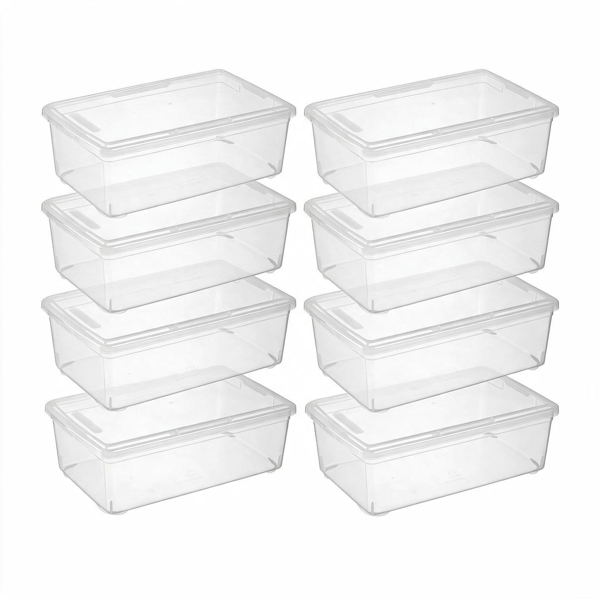 novelinks 8 Pack 6 Quart Stackable Shoe Storage Bins with Lids (Clear)