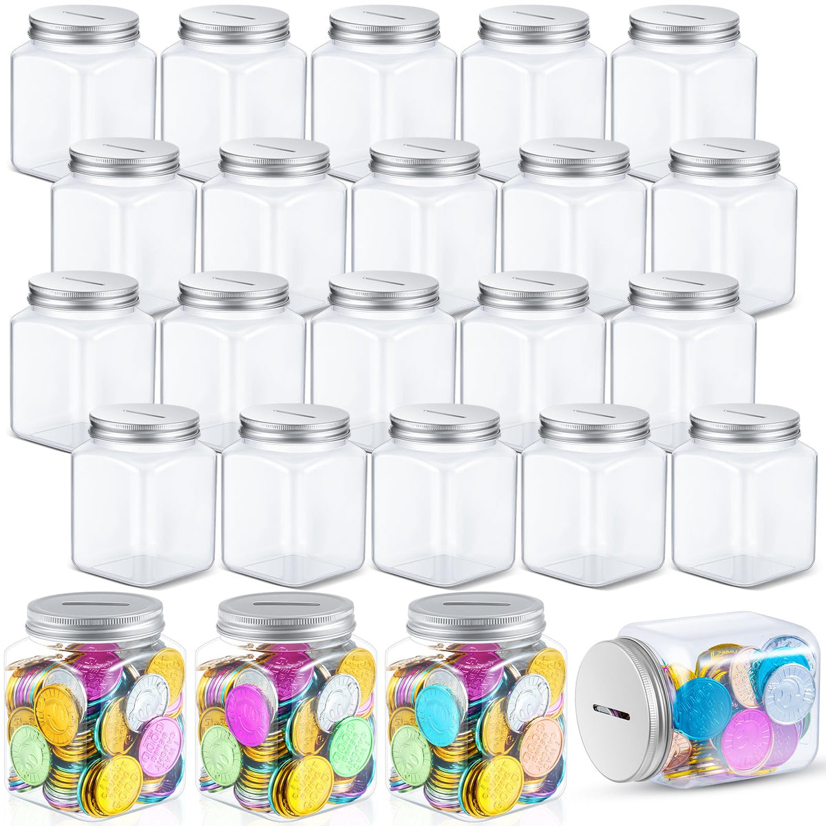 Roowest 24 Pcs Reward Coin Jars for Kids Classroom Behavior Management