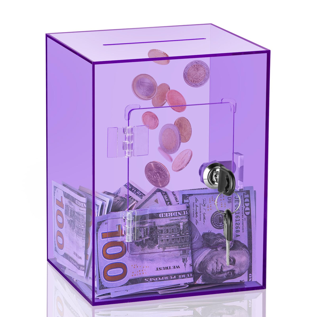 Clear Piggy Bank with Lock & Key for Adults Kids, Acrylic Money Saving Box