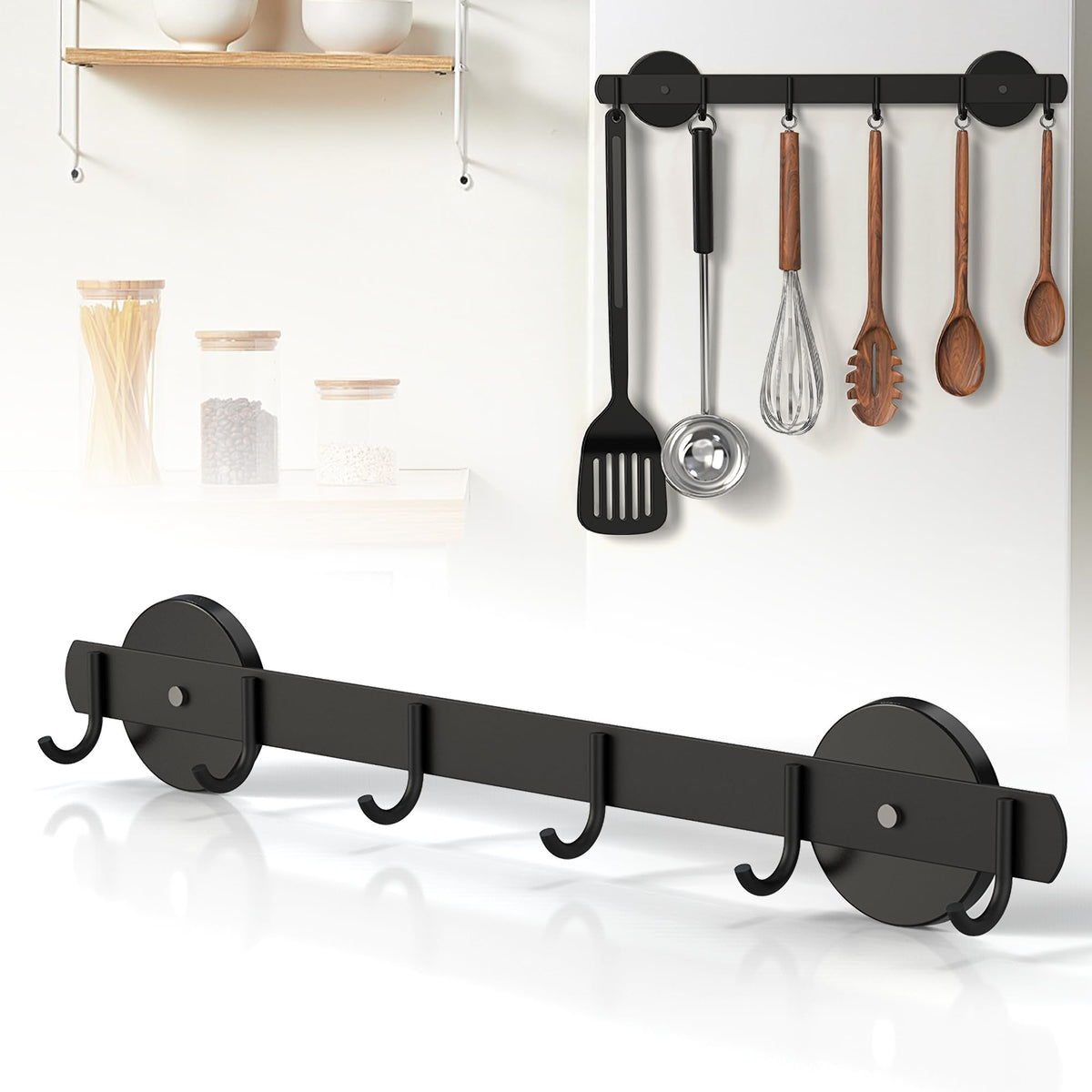 Magnetic Key Holder Wall Mount, Magnetic Key Rack Hanger With 6 Hooks For Metal Front Door, Magnetic Utensil Holder For Fridge, Strong Magnet Hanger Hook For Hanging Purse Kitchen Grill Tools Coat