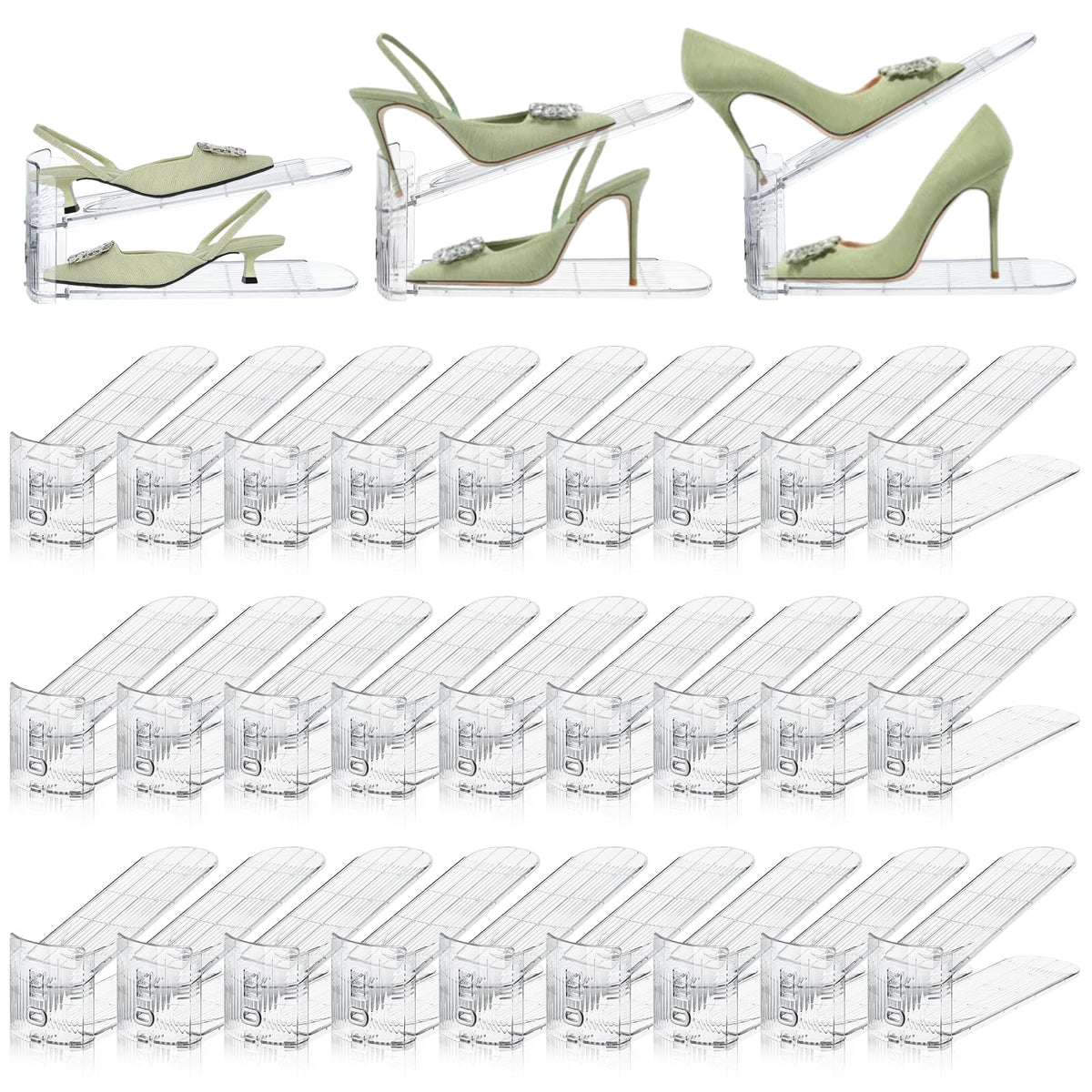 Shoe Slots Organizer,20 PACK Transparent Shoe Stacker Adjustable Shoe Slot Organizer Space Saver Shoe Rack Holder Shoe Storage Organizers for Closet,Transparent
