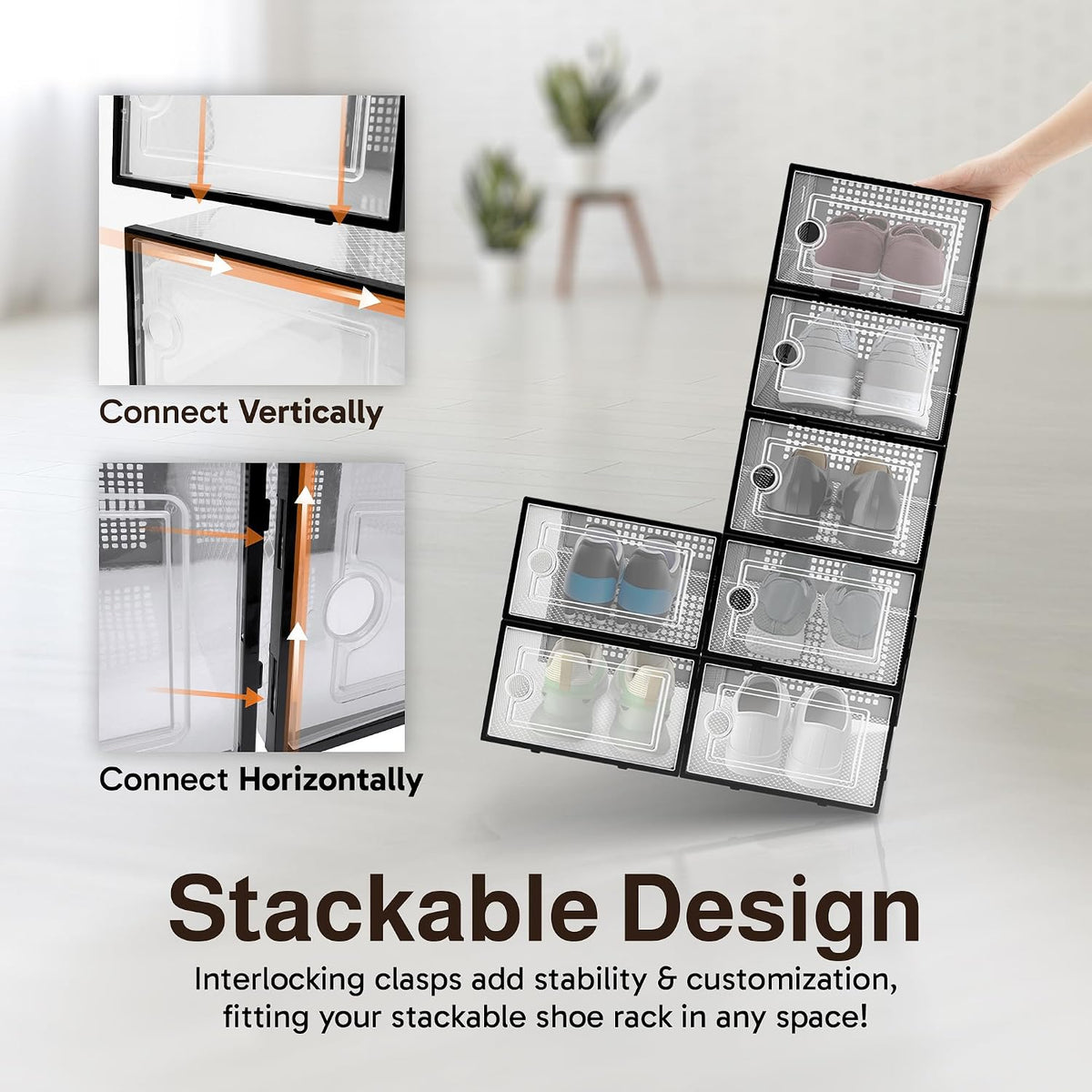 Reli. Shoe Box (7 Pack) | Clear Storage Shoe Box Stackable & Compact