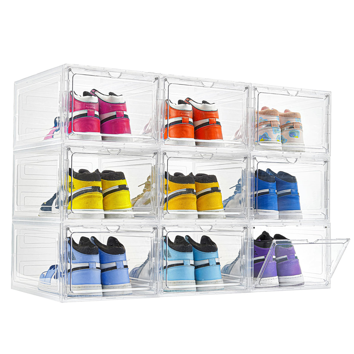 ZLLZUU Shoe Shoe Storage Boxes, 6 Pack Stackable Shoes Organizer Clear
