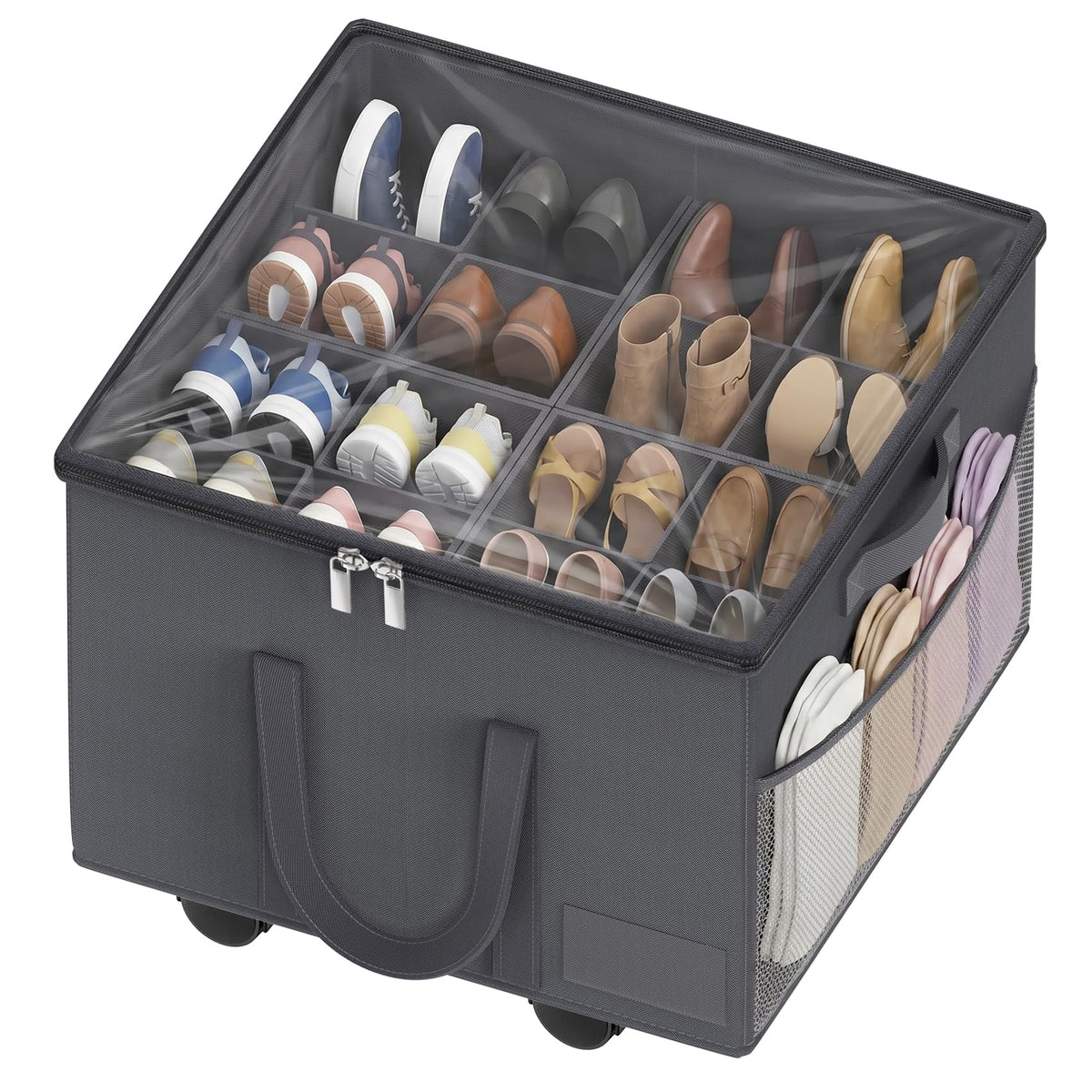 Large Shoe Organizer for Closet, 16 Pairs Shoe Storage Box Black