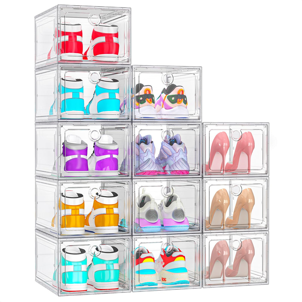 ARSTPEOE 6-Pack Clear Shoe Storage Boxes Magnetic Stackable