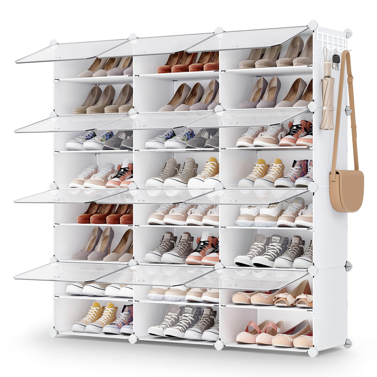 SONGMICS Shoe Rack, 6-Tier with Doors, 24-Pair Storage Cabinet