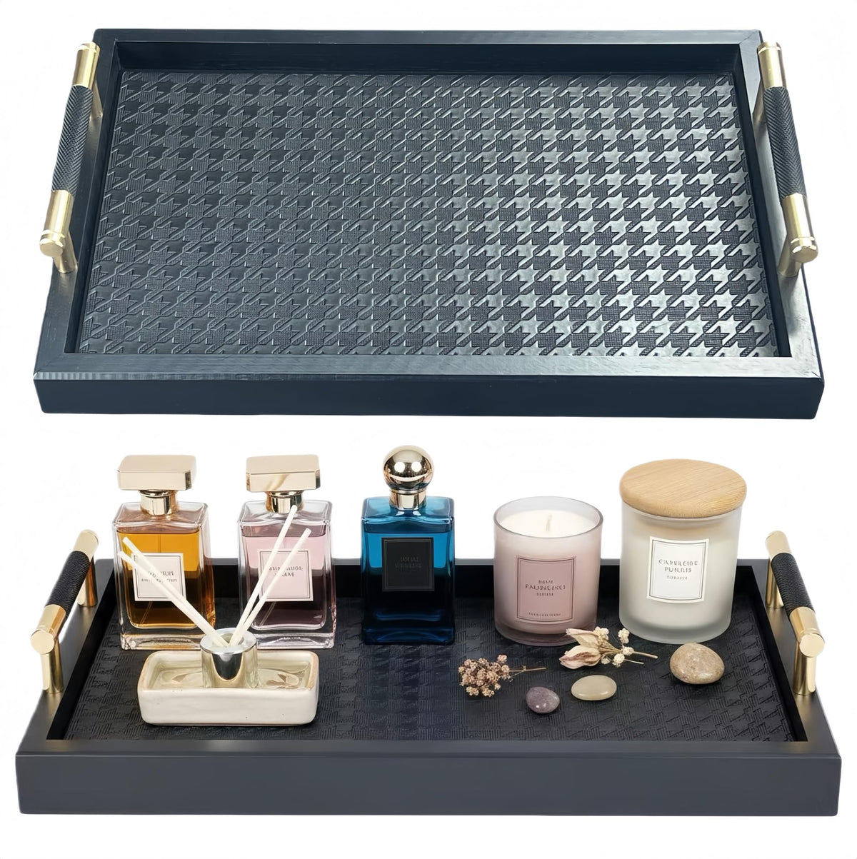 Bamboo Valet Tray with Hooks- Men's EDC Key Tray