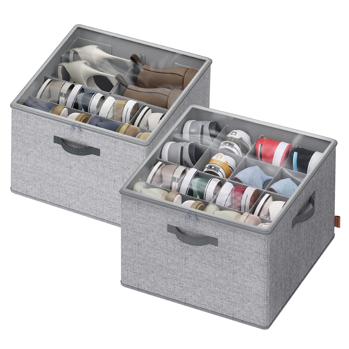 SONGMICS Shoe Organizer for Closet, 2 Pack Fabric Bins, Fits up to 32 Pairs