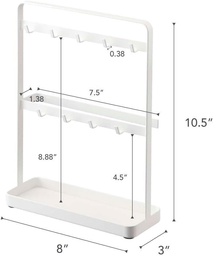 YAMAZAKI Home Key Rack - Modern Hook Organizer Stand Steel One Size White
