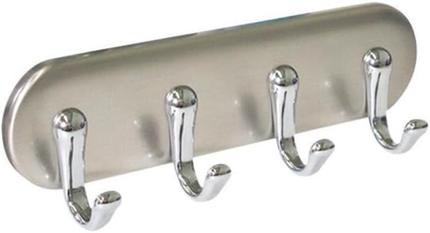 iDesign York Adhesive Backed Key Holder for Wall, 1.5" x 7" x 5.5", Brushed Stainless Steel