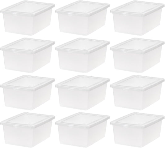 IRIS USA 12-Pack 15 Qt Storage Bins with Lids, Clear, Stackable