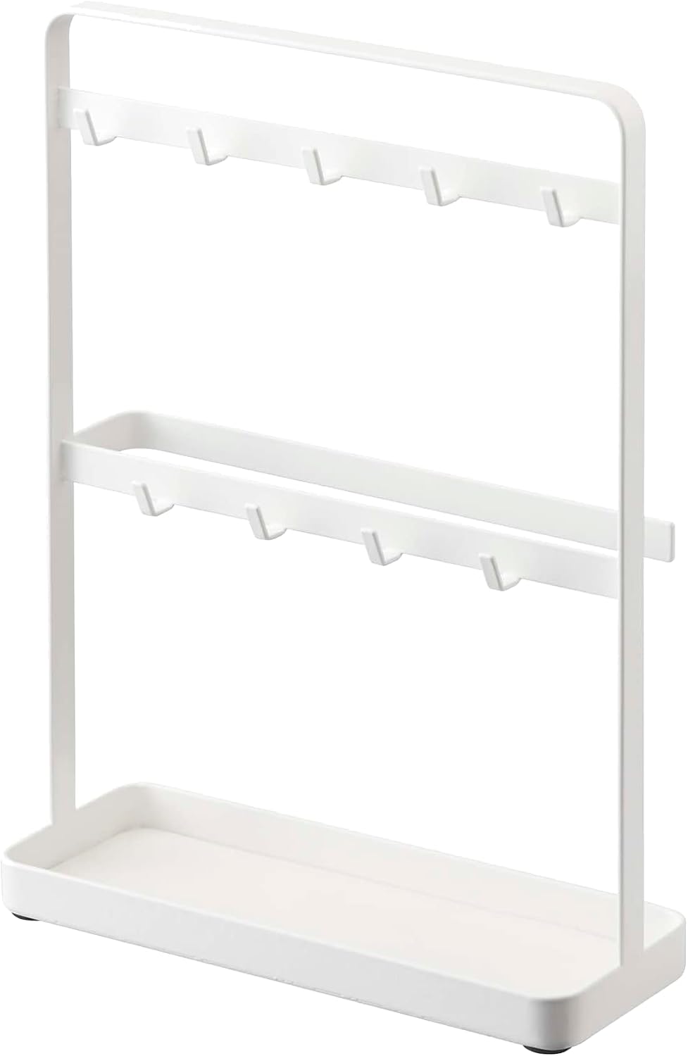 YAMAZAKI Home Key Rack - Modern Hook Organizer Stand Steel One Size White