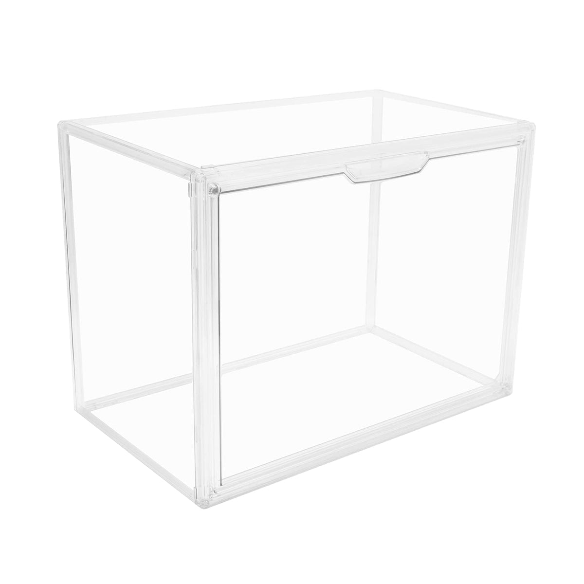GUDEMAY Clear Stackable Plastic Storage Bins with Lid, Dustproof Acrylic Display Case for Collectibles, Large Figures Showcase, Shoe Storage Box, Closet Organizer for Book Cosmetic Purse (L, Count, 1)