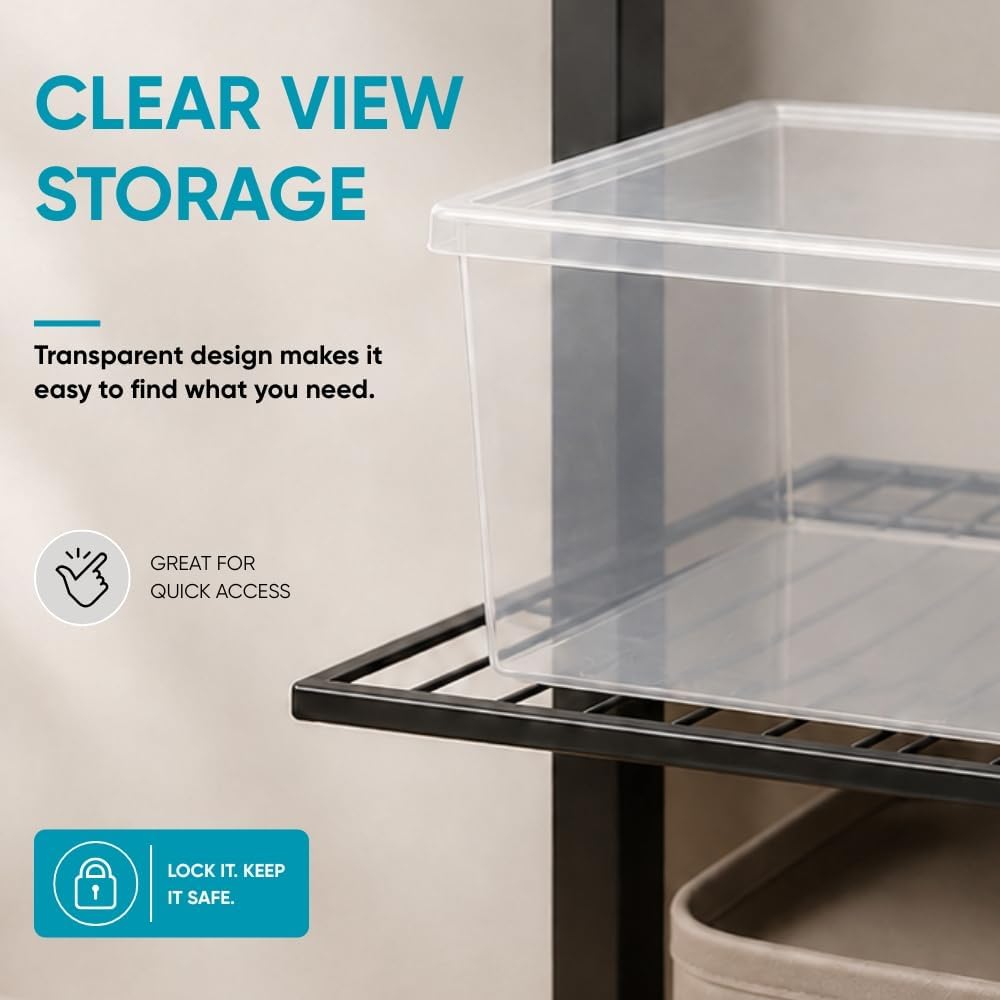 Superio Shoe Box Modern Storage Container 3 Pack - 6.5 Quart/6 Liter, Stackable Plastic Shoe Box Organizer (13.5"L x 8.35"W x 5.2"H)