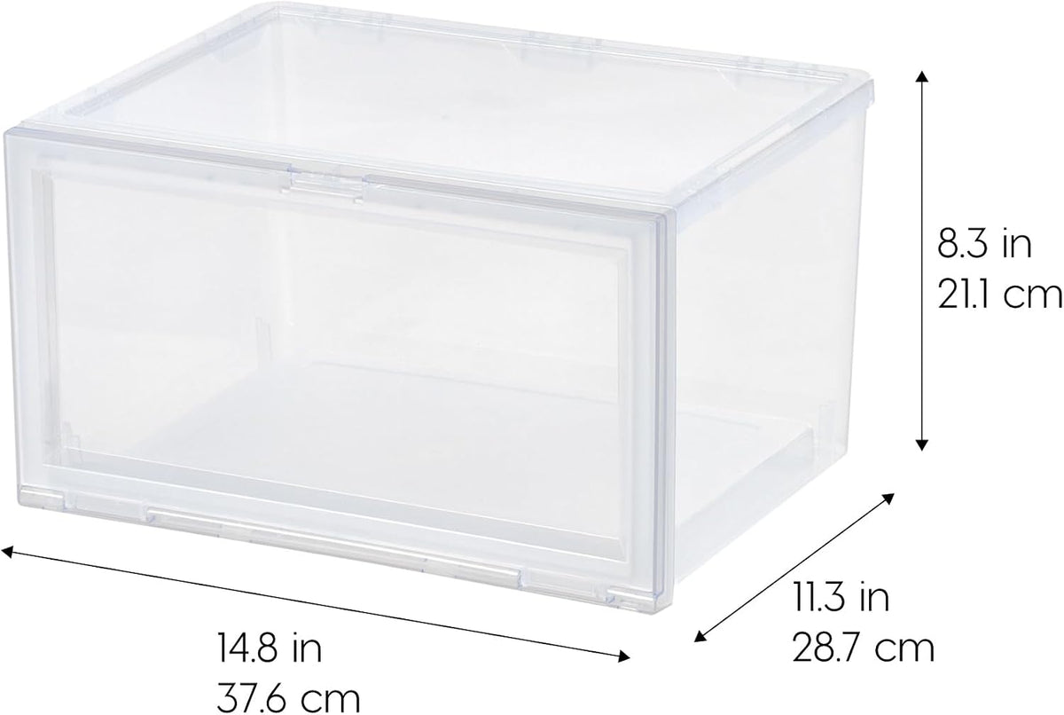 IRIS USA 6-Pack, Stackable Shoe Display Box with Flip Door, Clear