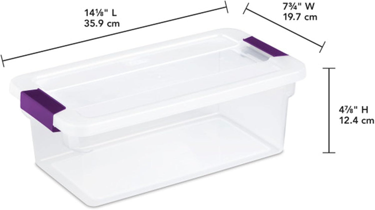 Sterilite ClearView Latch Boxes, Storage Bins with Lids, 6 Quart, 12-Pack