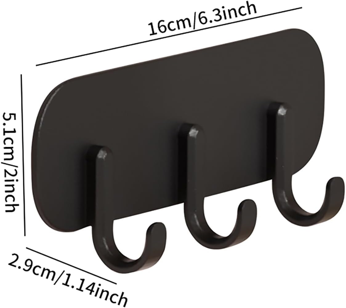 Cubit Co.Magnetic Key Holder with 3 Hooks - Strong Magnetic Hook for Refrigerator & Cabinet, Black or White, No Drill Space Saving Organizer for Kitchen, Entryway, Laundry Room (Black)