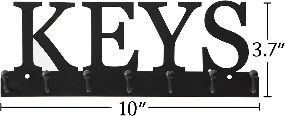 Lixgifts Key Holder Wall Mounted Key Hooks for Wall Decorative with 7 Hooks Black Metal Key Organizer Rack Hanger for Entryway, Front Door, Hallway, Office 10X3.7 inches