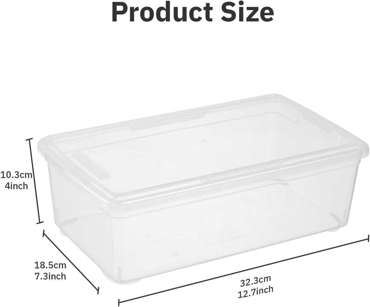 novelinks 12 Pack 6 Quart Clear Plastic Storage Bins with Lids, Shoe Boxes