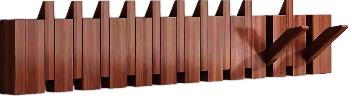Paint Wood Wall Mounted Coat RackHooks Piano Key Hangers Natural Solid Wood Hanger Non-Woven Fabric Clothes Hangers for Closet, Kitchen, Bedroom, Bathroom, Entryway (Walnut-Beech, 8 Hooks)