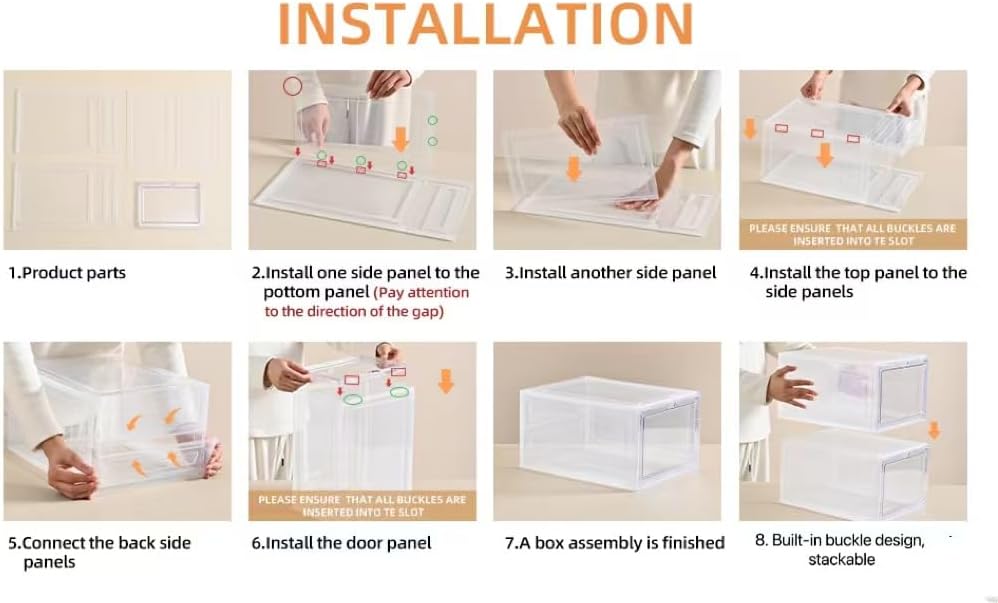 Large Shoe Boxes Clear Plastic Stackable，Drop Front Shoe Box with Clear Door, Shoe Containers For Sneaker Display,Fit up to US Size12
