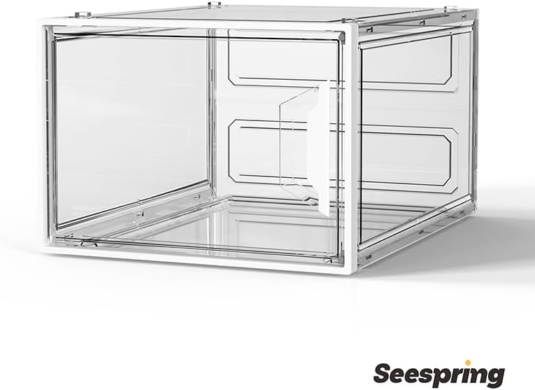 SEE SPRING Clear Shoe Storage Boxes, 6 Pack Stackable Hard Plastic Organizer for Closet Fit Size 14