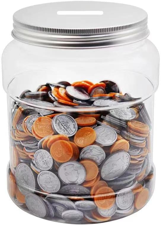 Yamahiko Large Clear Coin Bank Jar with Slotted Lid, Big Plastic Money Tip Change Savings Coin Jar for Piggy Bank or Raffle Ticket, Clear Money Coin Tip Piggy Change Bank Box for Adults Teens Kids