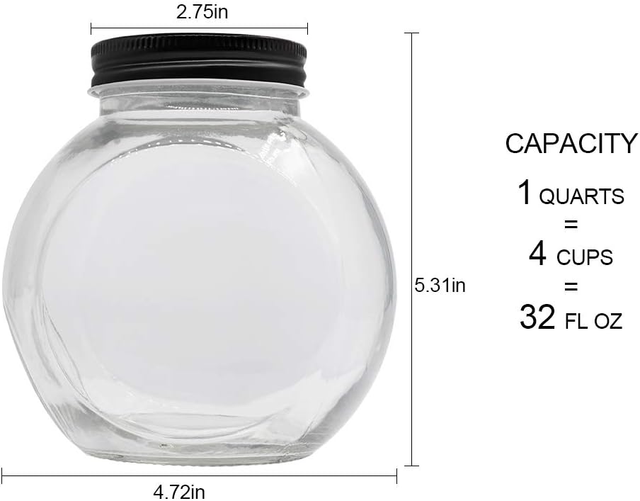 Clear Glass Piggy Bank with Black Slotted Lid, Well Sized Coin Bank, Two Placement Methods Money Tip Coin Jar for Adults