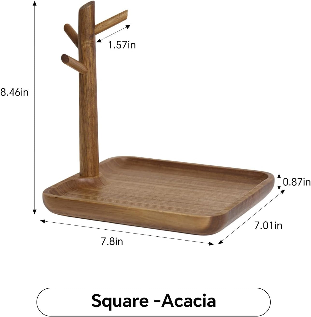 Solid Acacia Wood Key Tray and Bowl, Acacia, Square