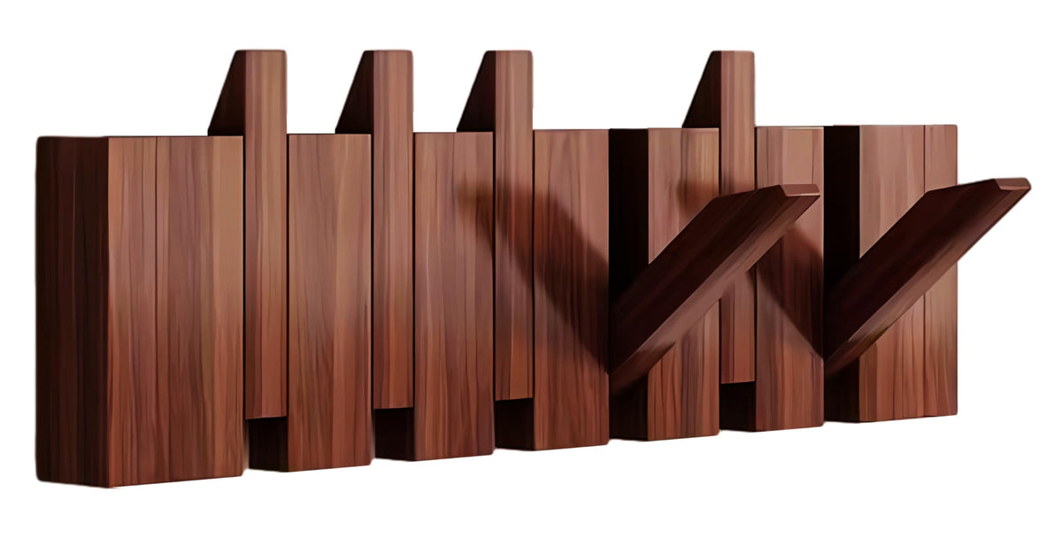 Paint Wood Wall Mounted Coat RackHooks Piano Key Hangers Natural Solid Wood Hanger Non-Woven Fabric Clothes Hangers for Closet, Kitchen, Bedroom, Bathroom, Entryway (Walnut-Beech, 8 Hooks)