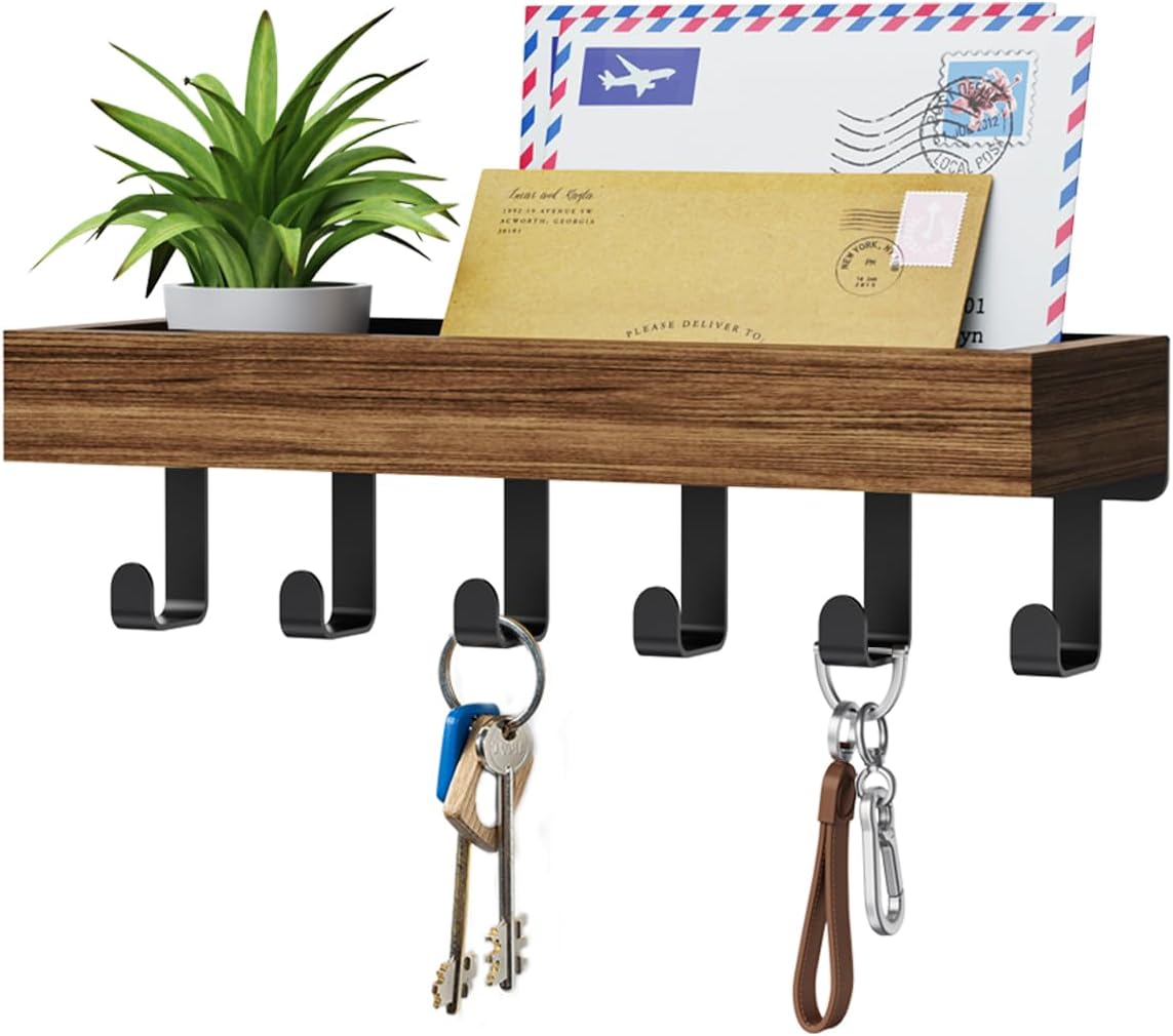 Key Holder Wall Mount Magnetic Adhesive, Key Hooks Rack with Shelf