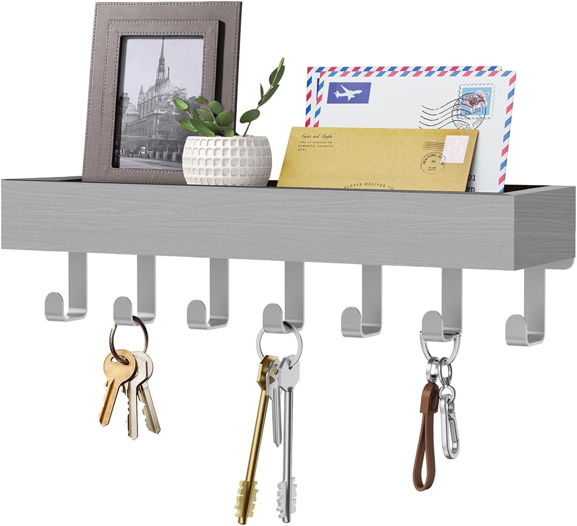 Key Holder Wall Mount Magnetic Adhesive - Key Hooks Rack with shelf