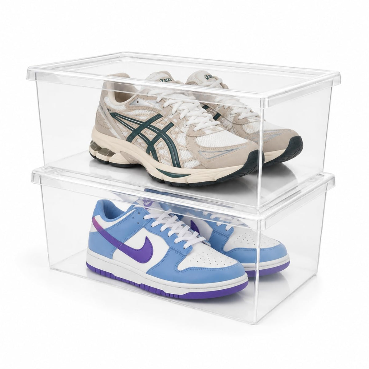 Superio Shoe Box Modern Storage Container 3 Pack - 6.5 Quart/6 Liter, Stackable Plastic Shoe Box Organizer (13.5"L x 8.35"W x 5.2"H)
