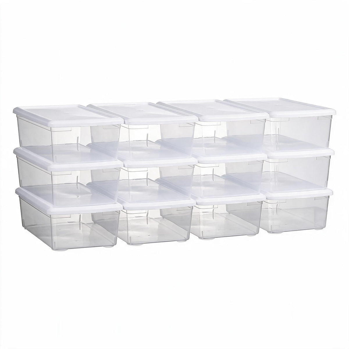 novelinks 8 Pack 6QT Plastic Storage Bins with Lids, Shoe Boxes (Clear)