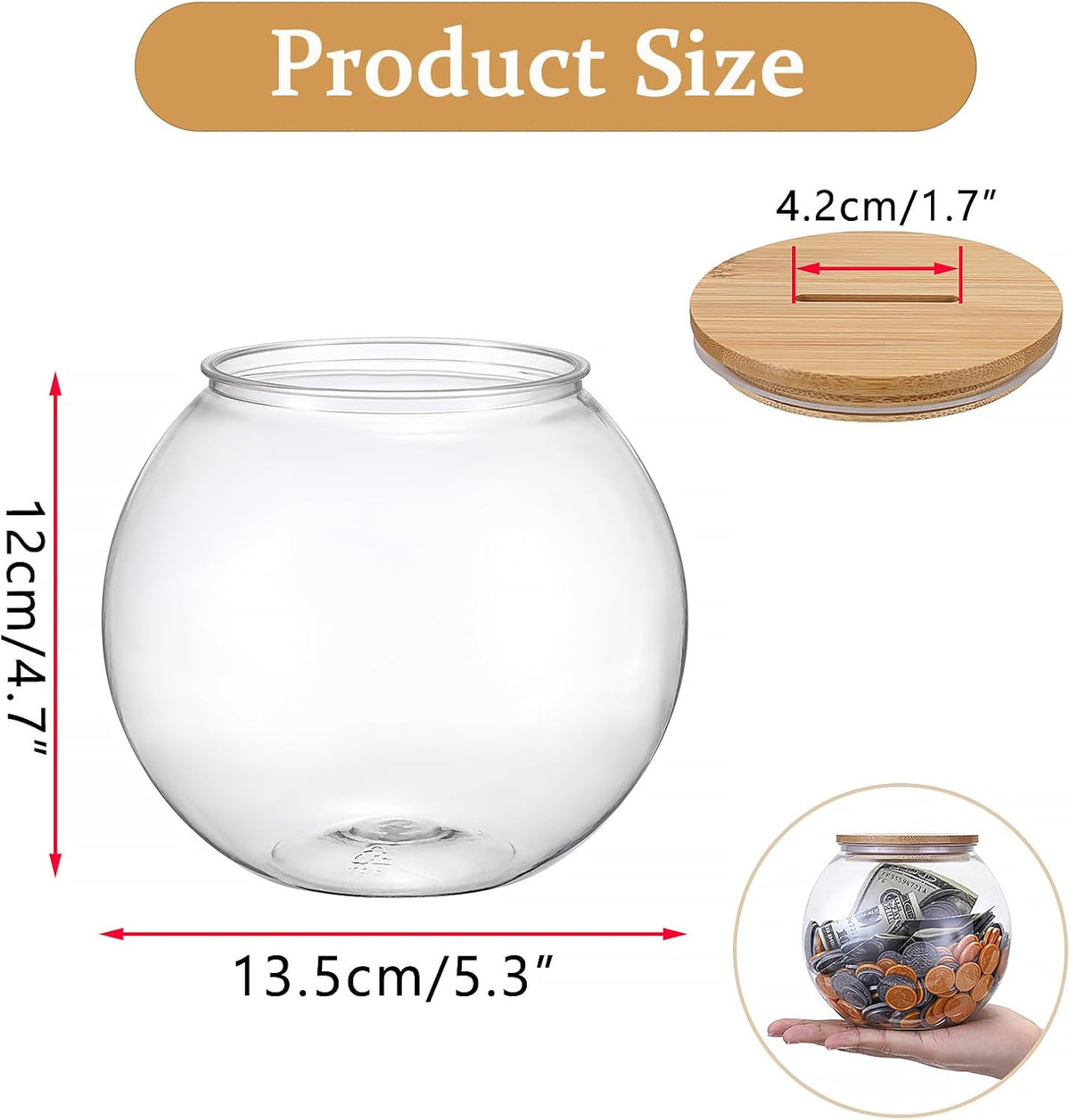 Sumnacon Laundry Room Coin Bank Jar Money Jars with Slot and Wooden Lid