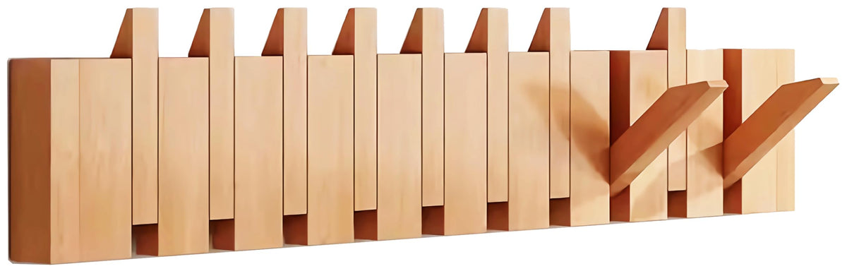 Paint Wood Wall Mounted Coat RackHooks Piano Key Hangers Natural Solid Wood Hanger Non-Woven Fabric Clothes Hangers for Closet, Kitchen, Bedroom, Bathroom, Entryway (Walnut-Beech, 8 Hooks)