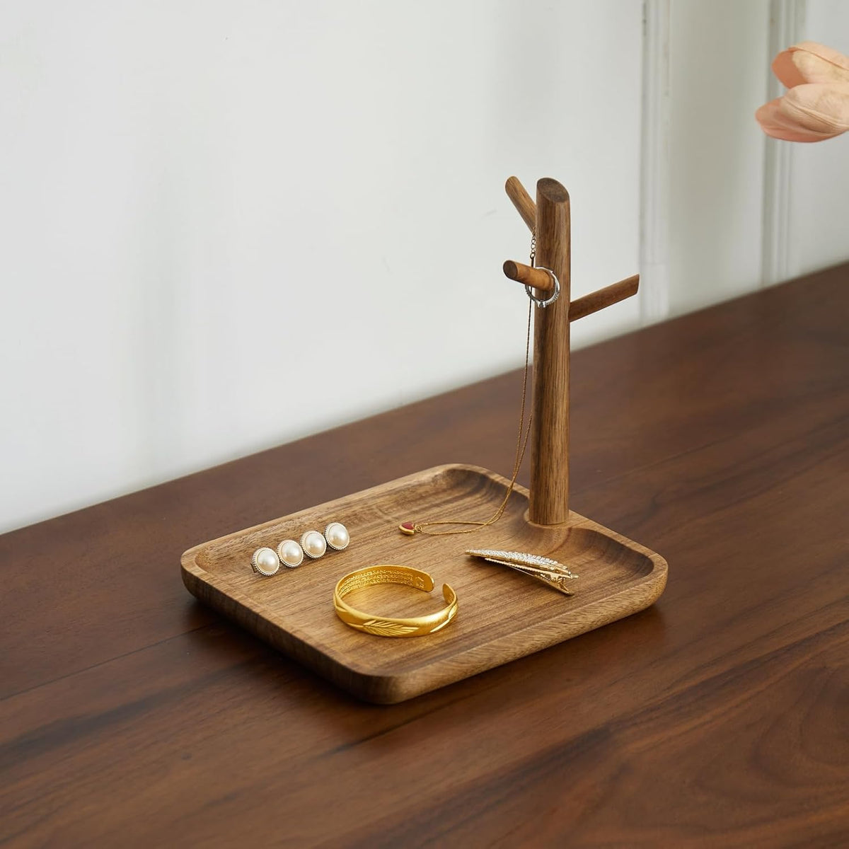 Solid Acacia Wood Key Tray and Bowl, Acacia, Square