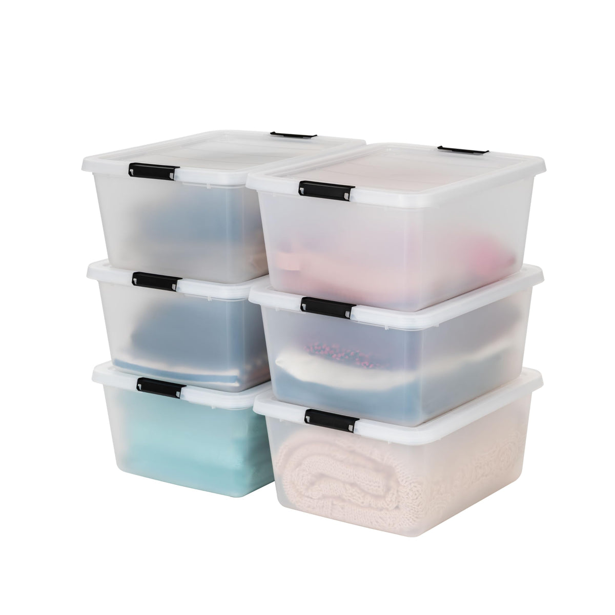 IRIS USA 4-Pack 13 Quart Storage Bins with Lids, Pearl