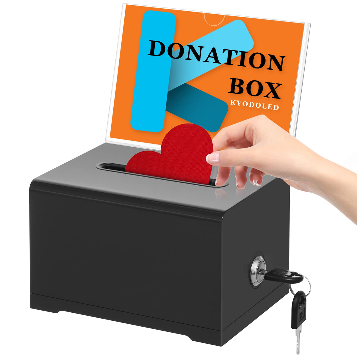 KYODOLED Clear Donation Box With Lock, Acrylic Raffle Box & Tip Jar, 2 Pack