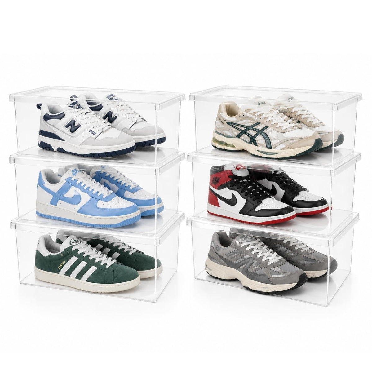Superio Shoe Box Modern Storage Container 3 Pack - 6.5 Quart/6 Liter, Stackable Plastic Shoe Box Organizer (13.5"L x 8.35"W x 5.2"H)