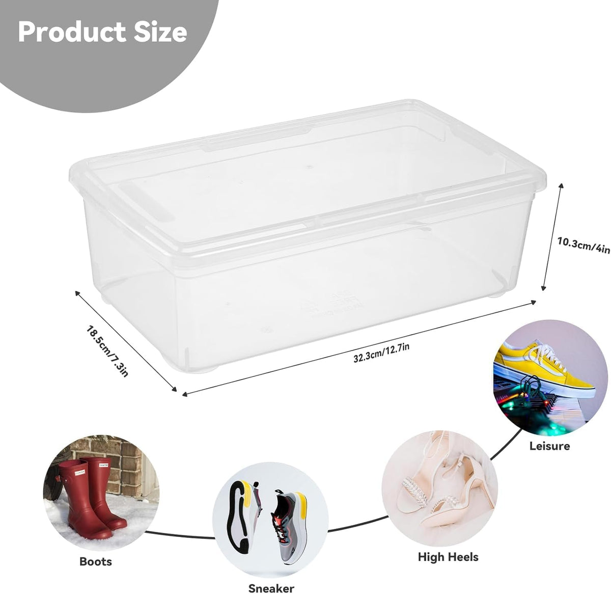 novelinks 8 Pack 6QT Plastic Storage Bins with Lids, Shoe Boxes (Clear)