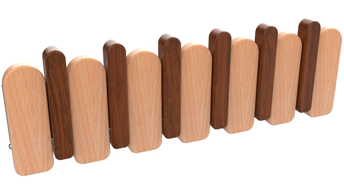 Paint Wood Wall Mounted Coat RackHooks Piano Key Hangers Natural Solid Wood Hanger Non-Woven Fabric Clothes Hangers for Closet, Kitchen, Bedroom, Bathroom, Entryway (Walnut-Beech, 8 Hooks)